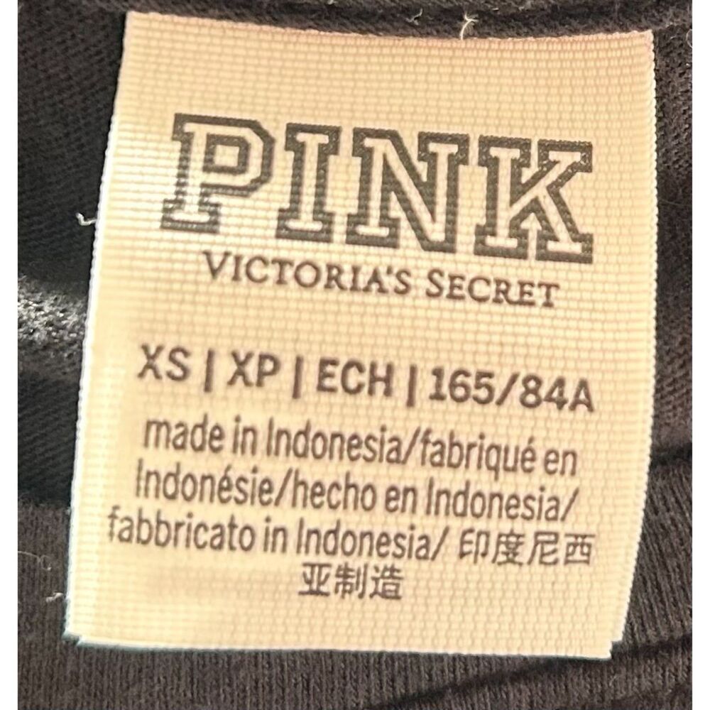 Victoria Secret PINK Short Sleeve Perfect T Shirt Black Shine Rhinestone Logo XS - Picture 5 of 5